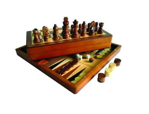 Shakki, tammi ja backgammon - yhdistelmäpelisetti